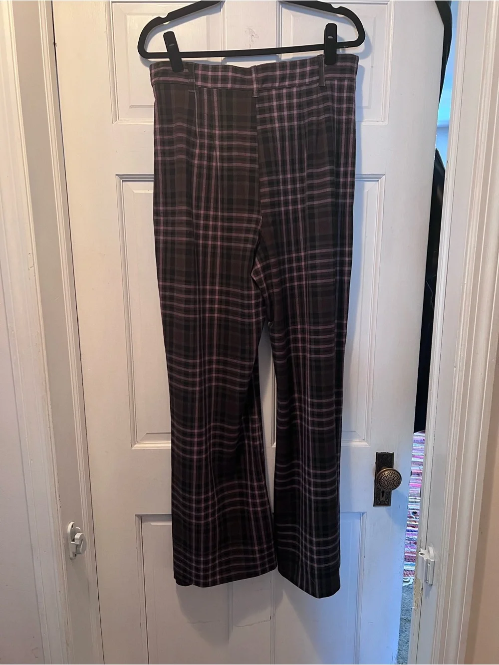 Free People Purple Plaid Bell Bottom Trousers